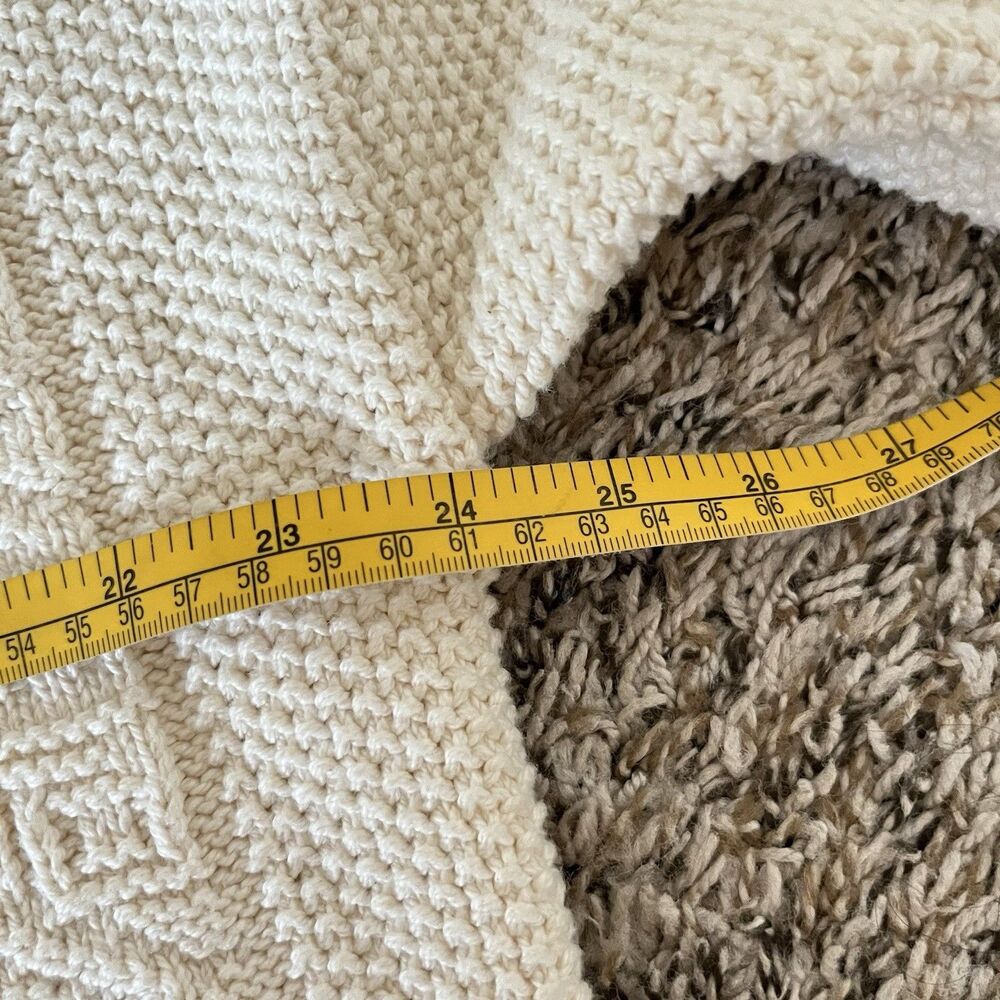 VTG LL Bean Cardigan Sweater Sz XL Ivory 100% Cotton Cable Knit Button - Picture 4 of 5